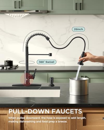FORIOUS Black Touchless High Arc Kitchen Faucet