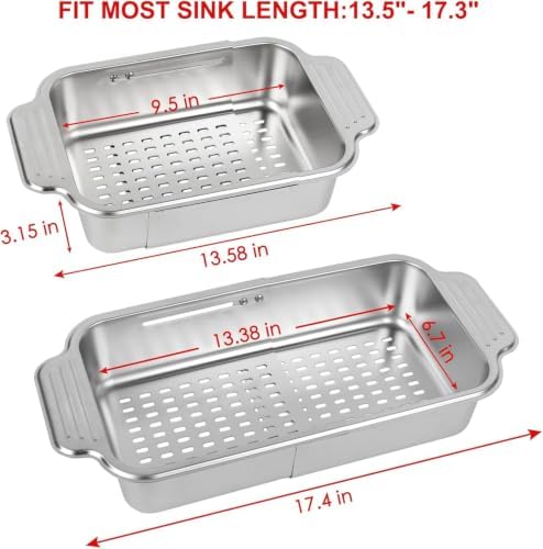 4 In 1 Collapsible Colander Strainer, 304 Stainless Steel Expandable