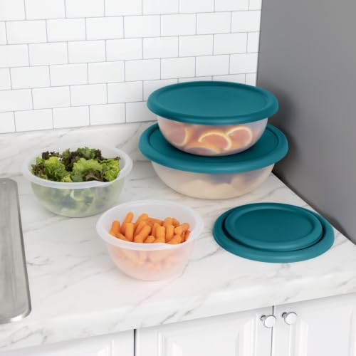 8 Piece Plastic Nesting Bowl Set with Lids, 1.5-5.5 Qt, BPA Free