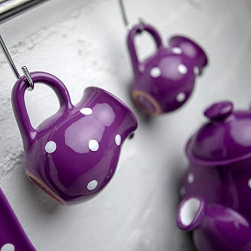 Handmade Purple and White Polka Dot Small 150ml/5oz Ceramic Creamer