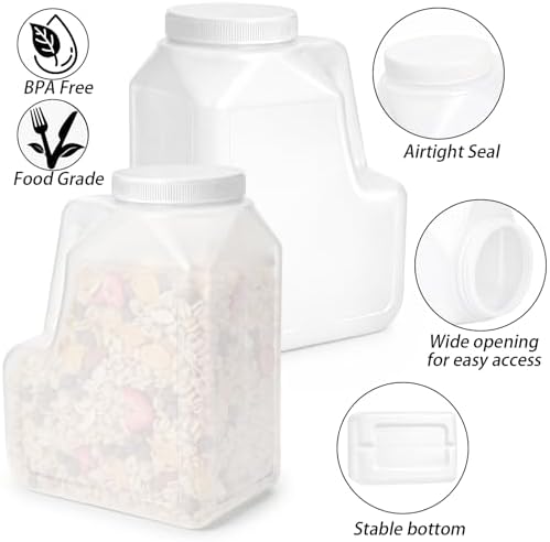 Yesland 2 Pcs White Plastic Gallon Jar with Handle and Airtight Lid
