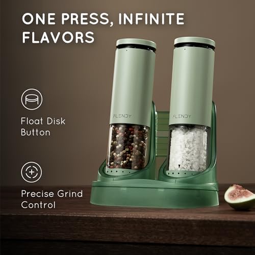 Flendy Rechargeable Salt and Pepper Grinder Set, Charging Base