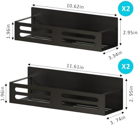 4 Pack Black Magnetic Spice Rack for Refrigerator
