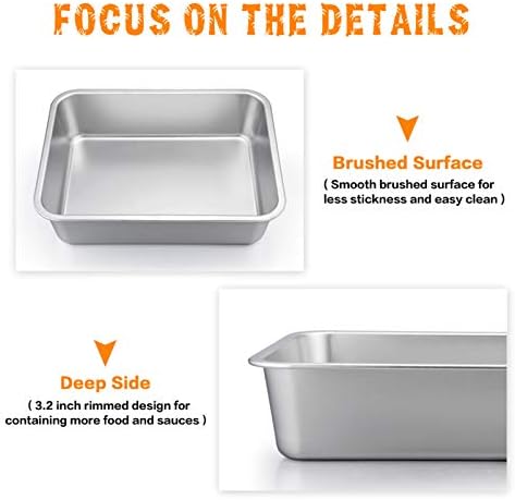 P&P CHEF Stainless Steel Lasagna Pan, Rectangular Baking Pan 12.7"