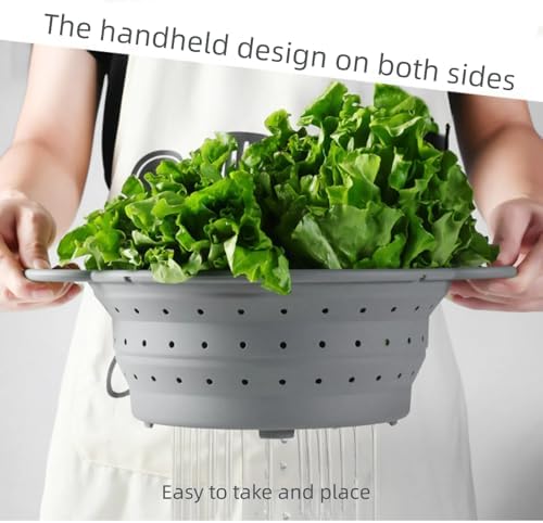 Silicone Collapsible Colander Set, 2PCS, GGCLOUD 8.4 inch Food