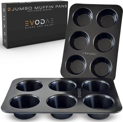Jumbo Muffin Pan, 2 Pack – Extra-Large Wide & Deep Cups, 12-Cup (2x6)