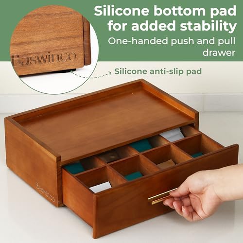 Tea Bag Organizer for Counter – Easy Pull Drawer, Anti-Slip Pads