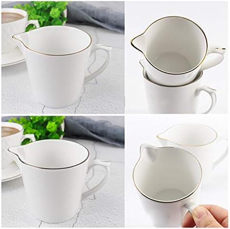 Gravy Bowl Classic Pure White Ceramic Mini Cream Pitcher with Handle