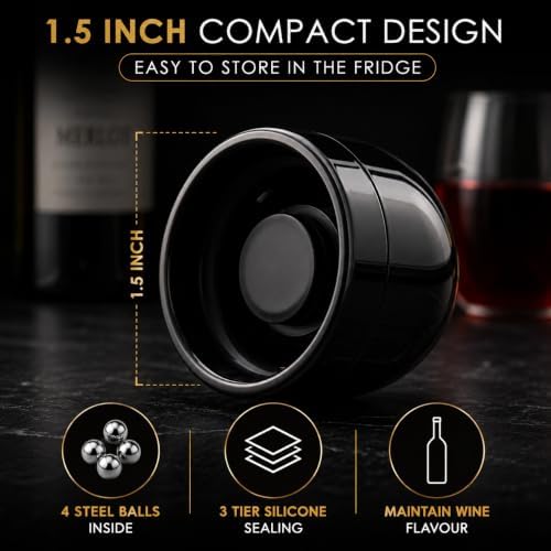GOCHA Gadgets Wine Stopper and Champagne Stopper Set, 4 Pack, Black