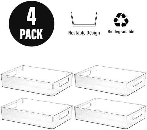 Clear Plastic Pantry Storage Bins, Kitchen Organizer