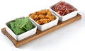 3 Pack Chip & Dip Serving Set with Wooden Tray, Oven Safe Bowls for