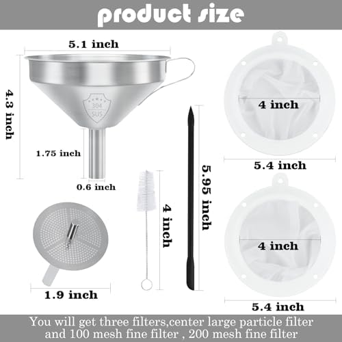 WMKGG 304 Stainless Steel Funnel,Funnels for Kitchen Use Filling