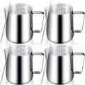 Dandat 4 Pcs Milk Frothing Pitcher 12 oz Stainless Steel Latte Art Pen