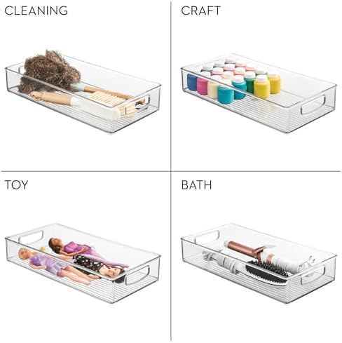 iDesign Stackable Clear Plastic Extra Long Pantry Organizers