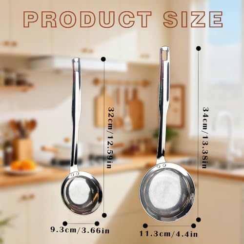 Fine Mesh Strainer Set of 2, Stainless Steel Kitchen Sieve Skimmer