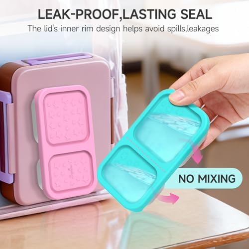 SOPHICO 2 compartment Reusable Kid Lunch Snack Containers with