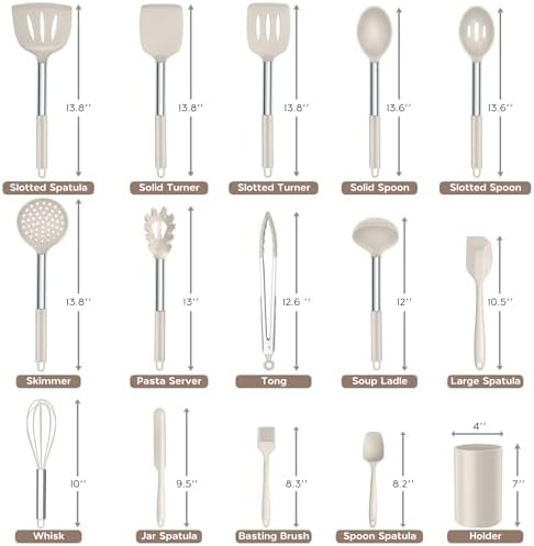 Onader Silicone Cooking Utensils Set of 15, Kitchen Utensils Set with