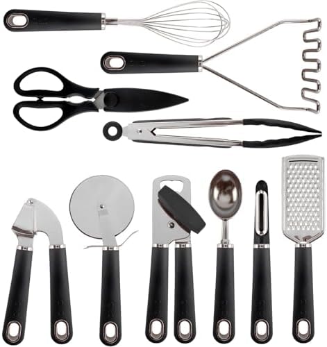 COOK WITH COLOR 7-Piece Stainless Steel Gadget Set, Black