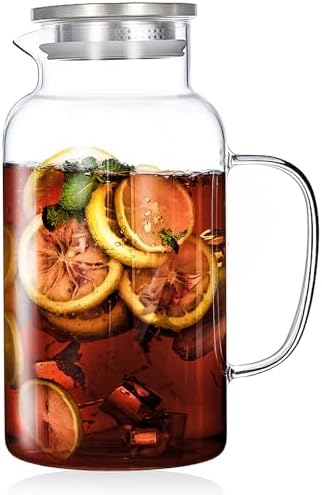 1 Gallon/3.8L Glass Pitcher with Lid and Spout, Borosilicate Glass