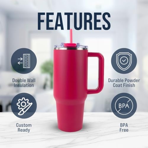 Big Swig 30oz Tumbler with Handle and Straw - Hot Pink, Water Cup with
