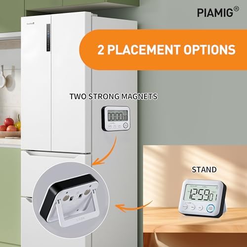 Digital Kitchen Timer Alarm Clock, Large LCD Display, Black