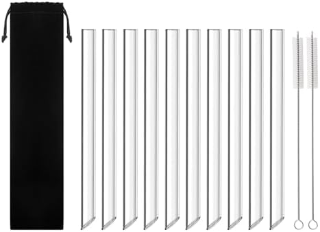 12 mm x 8 inch Reusable Glass Straws, Extra Wide Clear Smoothie Straws
