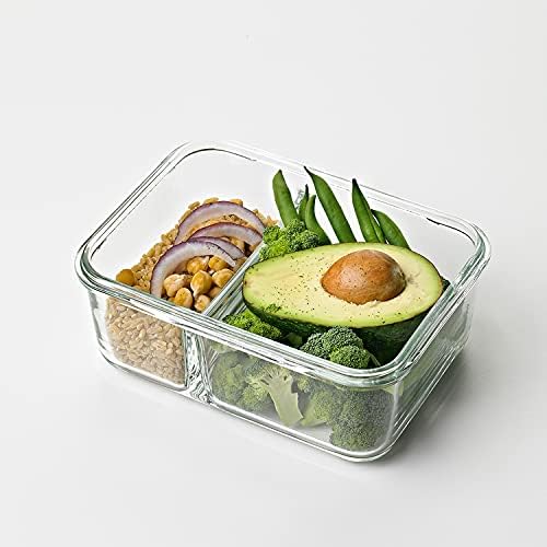 Glasslock Duo Divided Tempered Glass Food Storage Container Set