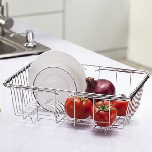 Stainless Steel Sink Colander Basket, Multi Use over Sink Drying Rack