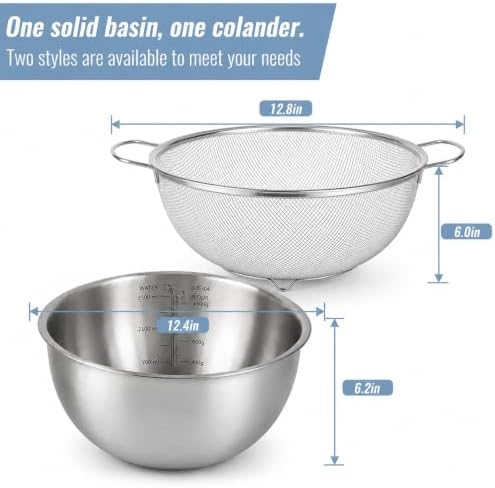 18/8 Stainless Steel Fine Mesh Colander Set, 3.5Qt