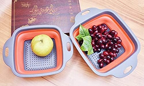 Collapsible Colander, 2 Pcs Red Silicone Kitchen Strainer for Draining
