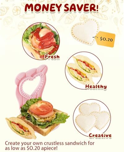 CHICHAUS 3.7-Inch Heart Pink Sandwich Maker