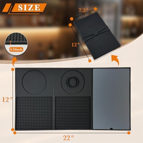 Bar Mat,Folding Portable 22" X 12" Cocktail Bartending Countertop Mat