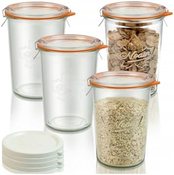 Sourdough Starter Jars 27 oz 4 Pack, Canning Jars with Glass & Plastic