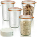 Sourdough Starter Jars 27 oz 4 Pack, Canning Jars with Glass & Plastic