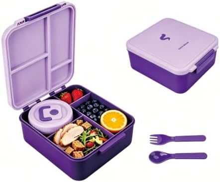 Bento Lunch Box for Kids with 10 oz Insulated Food Jar,Purple