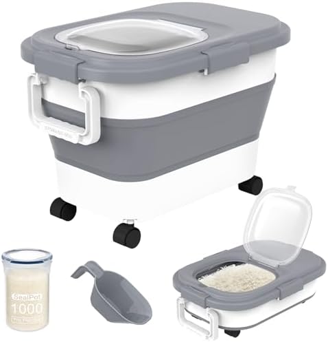 HOYTAMDA Collapsible Rice Container, 20-30 Lbs, with Wheels