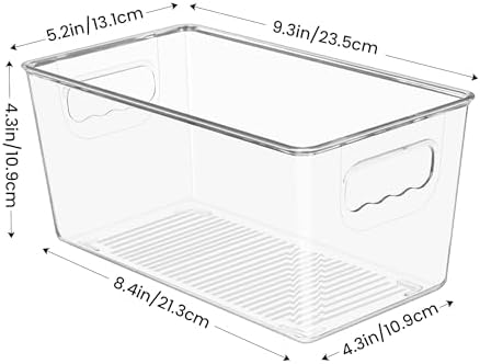 YIHONG 4 Pack Clear Storage Bins, Pantry Organizer Bins with Handle
