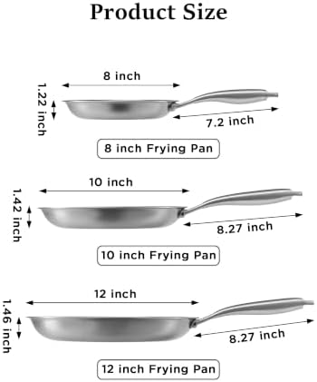 Non Stick Frying Pans Set, 3PC Hybrid Frying Pans Nonstick, Dishwasher & Oven Safe, Induction Compatible, With Stay-Cool Handle, PFOA Free Kitchen Cookware