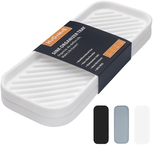 Silicone Organizer Tray, Soap and Sponge Holder, 2 Pack, White