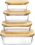 Vtopmart 4 Pack Glass Food Storage Containers with Bamboo Lids