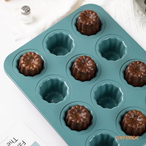 CHEFMADE Canele Mold Pan, 12-Cavity Nonstick Carbon Steel Bakeware