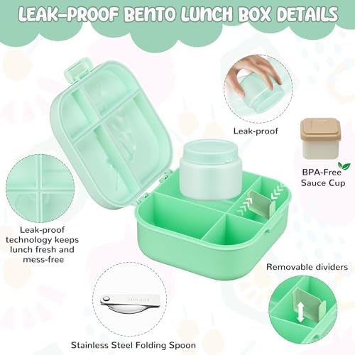 Lunch Box Kids, Girls Lunch Box 5 Compartment Bento Box for Kids with