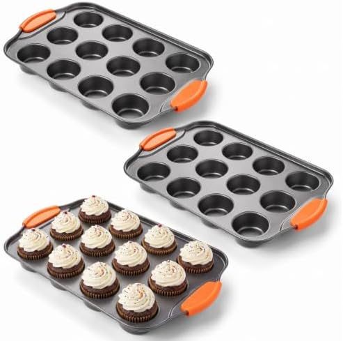 3 Pack Mini Cheesecake Pan, 12-Cup Nonstick Carbon Steel