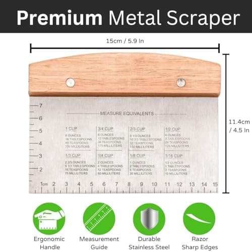 BOORIKA Dough Scraper & Bench Scraper Kitchen – Stainless Steel