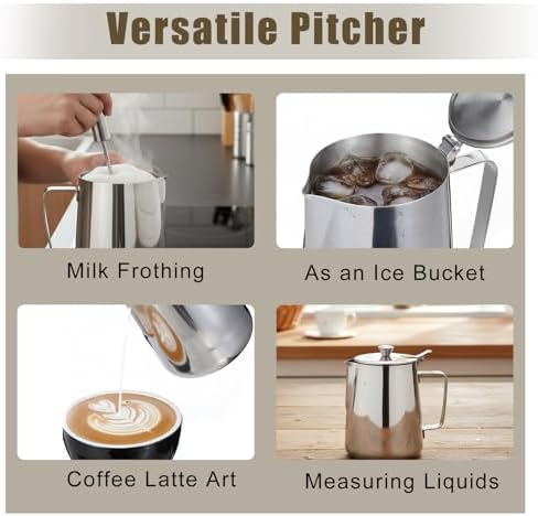 50 oz Stainless Steel Pitcher with Lid, 1.5 L Large Metal Measuring