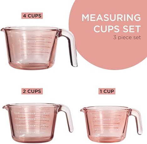 COOK WITH COLOR Glass Measuring Cups - Ideal for Cooking and Baking