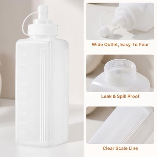 SHENLIU Wide Mouth Squeeze Bottle,33oz Salad Dressing Dispenser