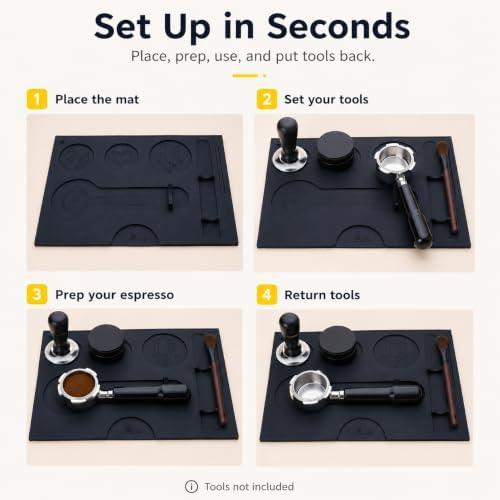 Espresso Tamping Mat with Tool Organizer, Silicone Coffee Bar Mat for