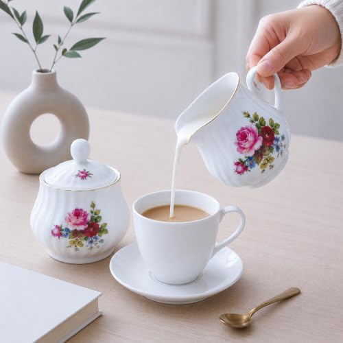 Sugar and Creamer Set - Porcelain Sugar and Creamer Vintage Tea Set