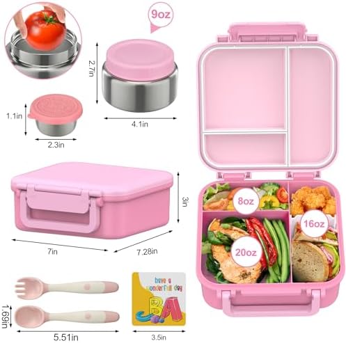 Kids Bento Lunch Box with 9oz Soup Thermo Leakproof Lunch Food